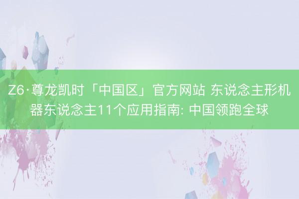 Z6·尊龙凯时「中国区」官方网站 东说念主形机器东说念主11个应用指南: 中国领跑全球