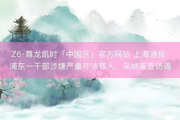 Z6·尊龙凯时「中国区」官方网站 上海通报：浦东一干部涉嫌严重非法罪人，采纳审查访谒