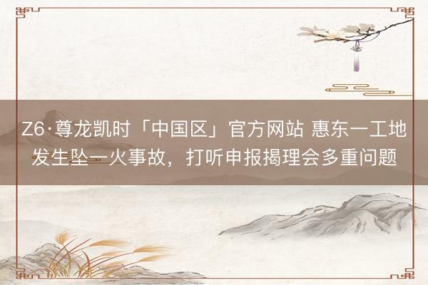 Z6·尊龙凯时「中国区」官方网站 惠东一工地发生坠一火事故,打听申报揭理会多重问题