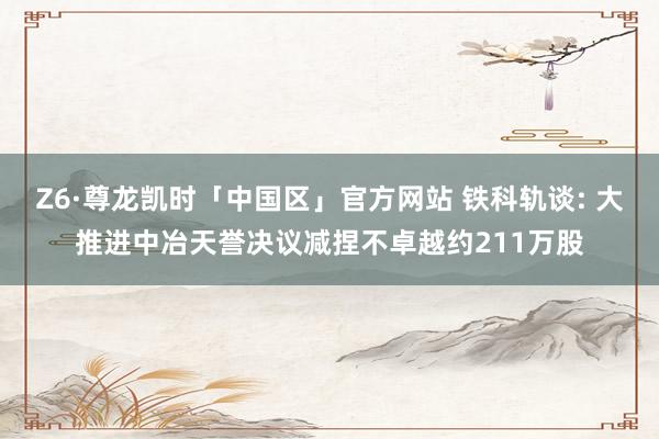 Z6·尊龙凯时「中国区」官方网站 铁科轨谈: 大推进中冶天誉决议减捏不卓越约211万股