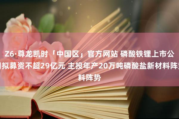 Z6·尊龙凯时「中国区」官方网站 磷酸铁锂上市公司拟募资不超29亿元 主投年产20万吨磷酸盐新材料阵势