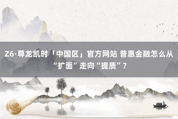 Z6·尊龙凯时「中国区」官方网站 普惠金融怎么从“扩面”走向“提质”？